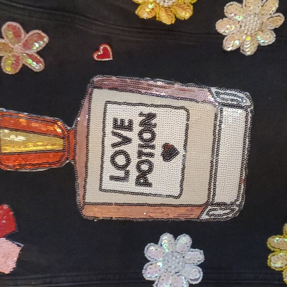 Embellished Black Jean Jacket - Picture 2 of 6